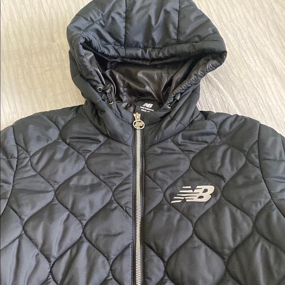 Black Quilted New Balance Hooded Jacket - Picture 2 of 10
